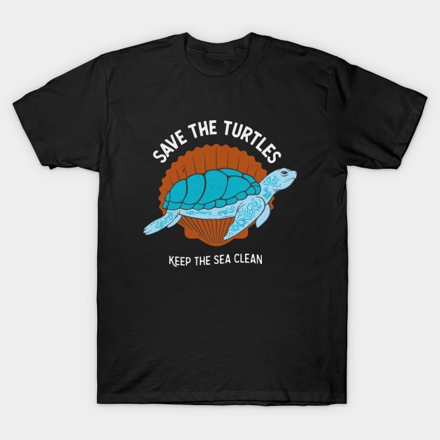 Save The Turtles Sea Turtle Ecology T-Shirt by Foxxy Merch